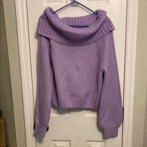 No Boundaries Purple Cowl Neck Sweater